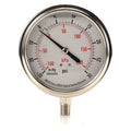 Commercial Compound Gauge, 30 to 0 to 30 psi, 3 1/2 in Dial, 1/4 in NPT, Bottom Location