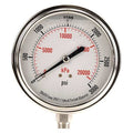 Commercial Pressure Gauge, 0 to 3, 000 psi, 3 1/2 in Dial, 1/4 in NPT, Bottom Location
