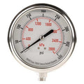 Commercial Pressure Gauge, 0 to 400 psi, 3 1/2 in Dial, 1/4 in NPT, Bottom Location
