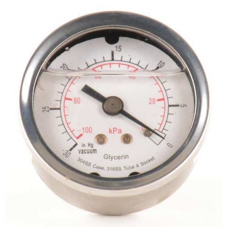 Commercial Vacuum Gauge, +/-3-2-3%, Sil