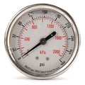 Commercial Pressure Gauge, 0 to 300 psi, 2 1/2 in Dial, 1/4 in NPT, Center Back Location