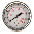 Commercial Pressure Gauge, 0 to 160 psi, 2 1/2 in Dial, 1/4 in NPT, Center Back Location