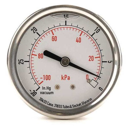 Commercial Vacuum Gauge, +/-3-2-3%, Sil