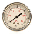 Commercial Pressure Gauge, 0 to 30 psi, 2 1/2 in Dial, 1/4 in NPT, Center Back Location