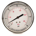Commercial Pressure Gauge, 0 to 30 psi, 3 1/2 in Dial, 1/4 in NPT, Center Back Location