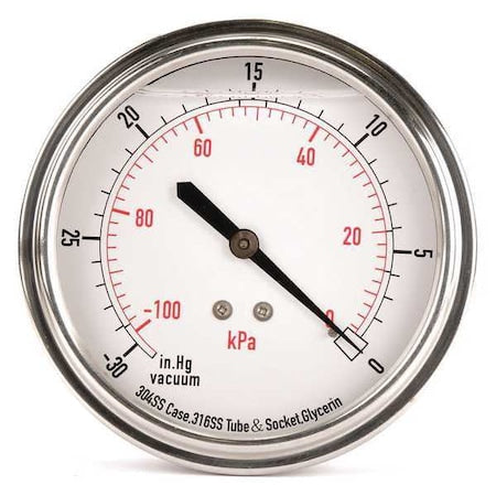 Commercial Vacuum Gauge, +/-3-2-3%, Sil