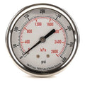 Commercial Pressure Gauge, 0 to 400 psi, 2 1/2 in Dial, 1/4 in NPT, Center Back Location