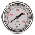 Commercial Pressure Gauge, 0 to 600 psi, 2 1/2 in Dial, 1/4 in NPT, Center Back Location