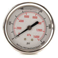 Commercial Pressure Gauge, 0 to 2, 000 psi, 2 1/2 in Dial, 1/4 in NPT, Center Back Location
