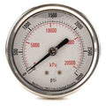 Commercial Pressure Gauge, 0 to 3, 000 psi, 2 1/2 in Dial, 1/4 in NPT, Center Back Location