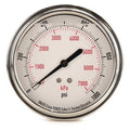 Commercial Pressure Gauge, 0 to 1, 000 psi, 3 1/2 in Dial, 1/4 in NPT, Center Back Location