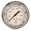 Commercial Pressure Gauge, 0 to 2, 000 psi, 3 1/2 in Dial, 1/4 in NPT, Center Back Location