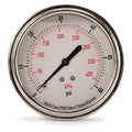Commercial Pressure Gauge, 0 to 60 psi, 3 1/2 in Dial, 1/4 in NPT, Center Back Location
