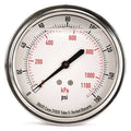 Commercial Pressure Gauge, 0 to 160 psi, 3 1/2 in Dial, 1/4 in NPT, Center Back Location