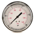 Commercial Pressure Gauge, 0 to 200 psi, 3 1/2 in Dial, 1/4 in NPT, Center Back Location