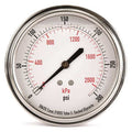 Commercial Pressure Gauge, 0 to 300 psi, 3 1/2 in Dial, 1/4 in NPT, Center Back Location