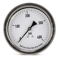Panel-Mount Pressure Gauge, 0 to 400 psi, 3 1/2 in Dial, 1/4 in NPT, Center Back Location