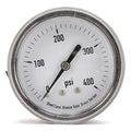 Panel-Mount Pressure Gauge, 0 to 400 psi, 2 1/2 in Dial, 1/4 in NPT, Center Back Location
