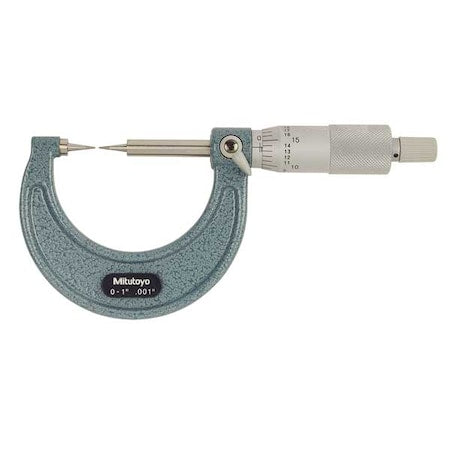 Point Micrometer, 0 to 1", 15 Deg Carbide