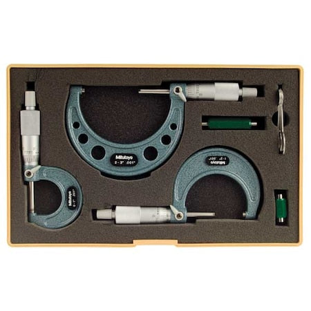 Micrometer Set, 0-3 In, 0.001 In, 3Pc
