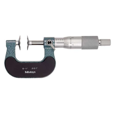 Disk Micrometer, 0-1 In, 0.001 In, Ratchet