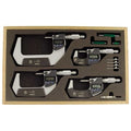 Micrometer Set, 0-4In, 0.00005In, 4Pc