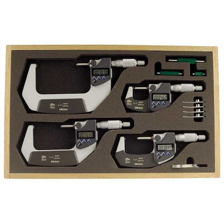 Micrometer Set, 0-4In, 0.00005In, 4Pc