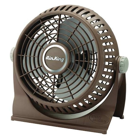 9" Blade Dia Table & Floor Fan, Non-Oscillating, 2 Speeds, 120VAC, Brown