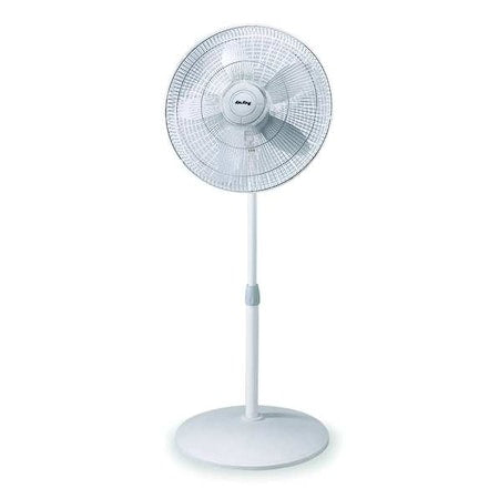 18" Blade Dia Pedestal Fan, Oscillating, 3 Speeds, 120VAC, White, Head Tilting Adjustment