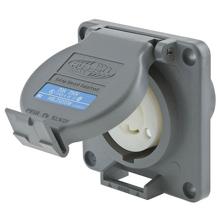 Watertight Flanged Locking Receptacle, L6-20R, 20 A, 250V AC, Single Phase, 2 Pole, Flush Mount