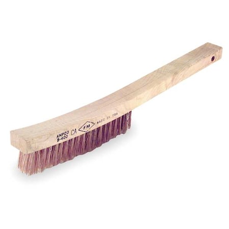 Nonsparking Scratch Brush, Stiff, 13 3/4 in L Handle, 13 3/4 in L Brush, Bronze, Wood