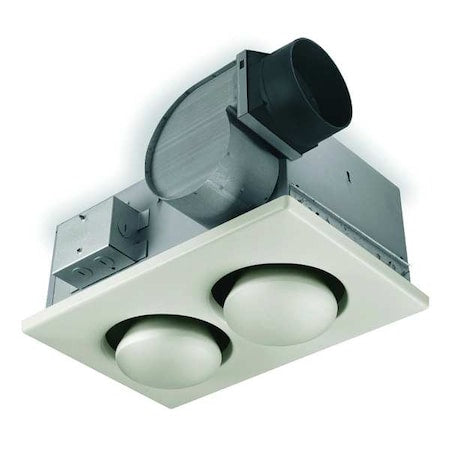 Ceiling Bathroom Fan, 70 cfm cfm, 4 in Duct Dia., 120V AC, Without Light