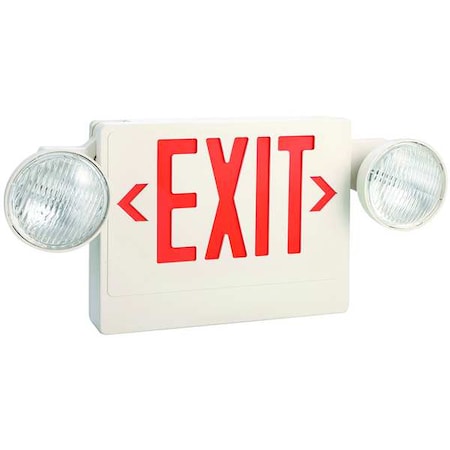 Exit Sign, Emergency Lights, 1 or 2 Face(s), LED, Wall/Ceiling, Sealed Lead Acid (Formerly LumaPro)