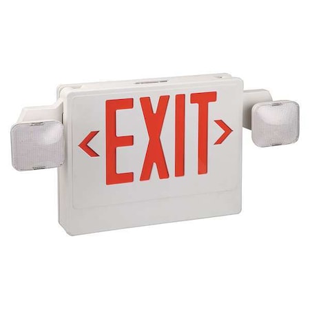Exit Sign, Emergency Lights, 1 or 2 Face(s), LED, Ceiling/Wall, Sealed Lead Acid (Formerly LumaPro)