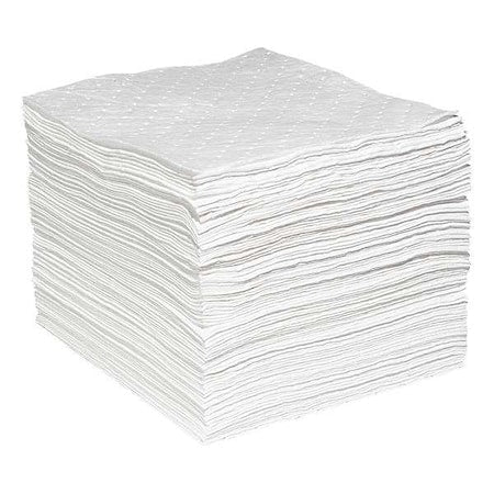 Sorbent Pad, 29 gal, 15 in x 19 in, Oil, White, Polypropylene