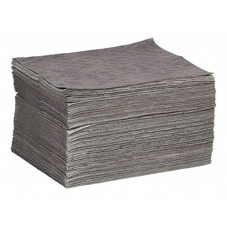 Sorbent Pad, 24 gal, 15 in x 19 in, Universal, Gray, Polypropylene