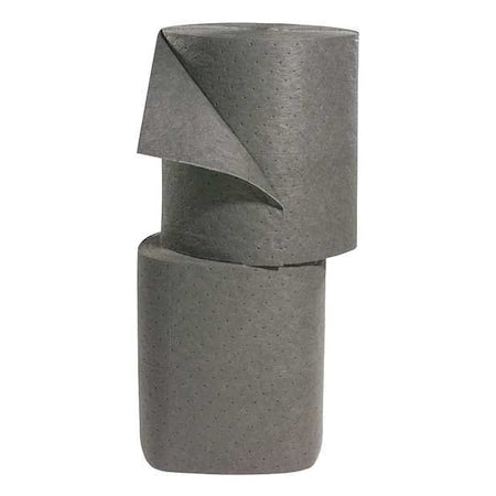 Sorbent Roll, 25 gal, 15 in x 150 ft, Universal, Gray, Polypropylene