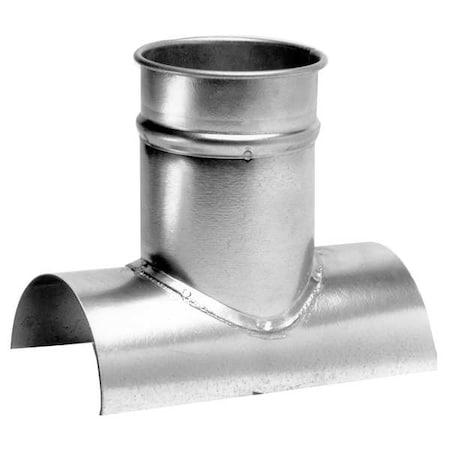 Round 8"dia 8"L 90 Degrees GSteel Tap-In Branch, 8 in x 4 in Duct Dia, Galvanized Steel, 22 ga GA