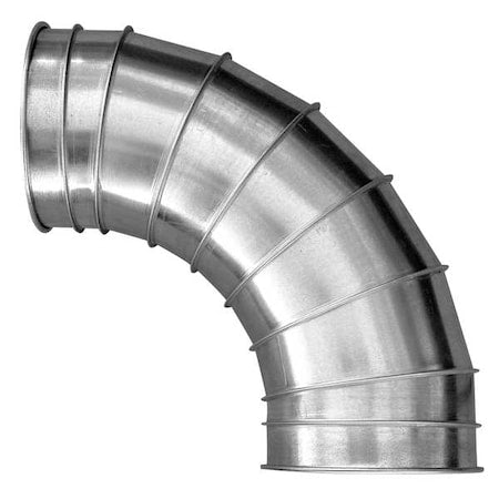 Round 60 Degree Elbow, 4 in Duct Dia, Galvanized Steel, 24 ga GA, 7-1/4" L