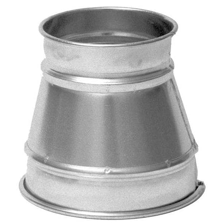 Round Duct Reducer, 10 in x 4 in Duct Dia, Galvanized Steel, 22 ga GA, 12" L
