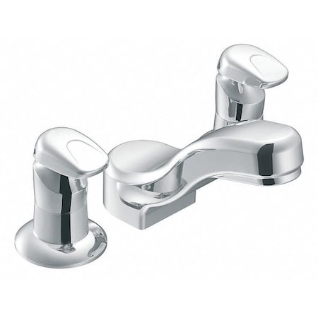 Metering, 8" Mount, Commercial 3 Hole Low Arc Bathroom Faucet