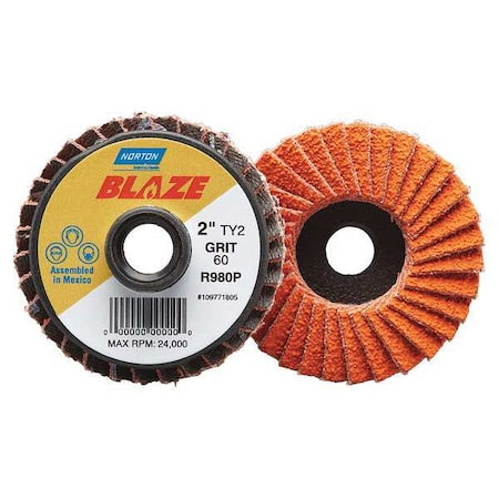 Flap Disc, Crs, Grit 40, TY 2, 3in, Blaze