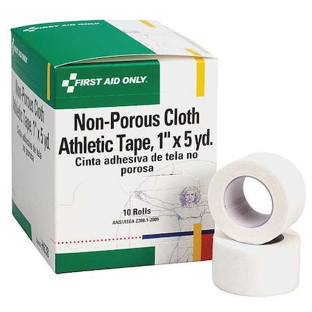 Athletic Tape, White, 1 in. W, 5 in. L, PK10