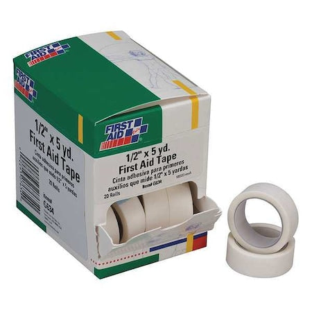 First Aid Tape, White, 1/2 in. W, 5 in. L, PK20