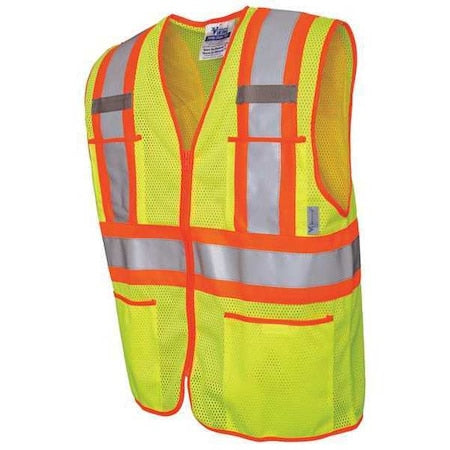 Hi-Vis Vest, Lime, Polyester Mesh, L