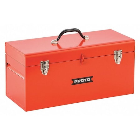 General Purpose Double Latch Tool Box with Tray, Steel, Red, 20" W x 8.5" D x 9.5" H