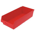 Shelf Storage Bin, Plastic, Red, 6 in H, 11 1/8 in W, 23 5/8 in L
