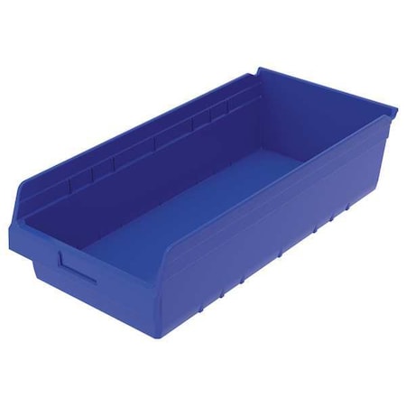 Shelf Storage Bin, Plastic, Blue, 6 in H, 11 1/8 in W, 23 5/8 in L