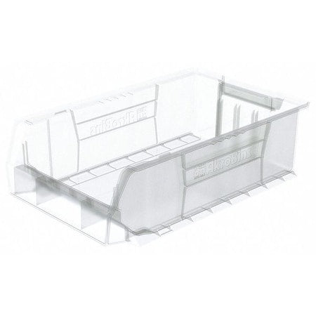 Storage Bin, Plastic, Clear, 6 in H, 12 3/8 in W, 20 in L