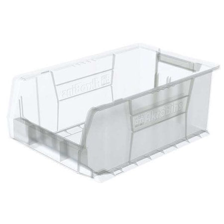 Storage Bin, Plastic, Clear, 8 in H, 12 3/8 in W, 20 in L